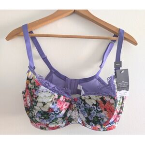 NWT Cacique Purple Floral Lightly Lined French Balconette Bra 36DD